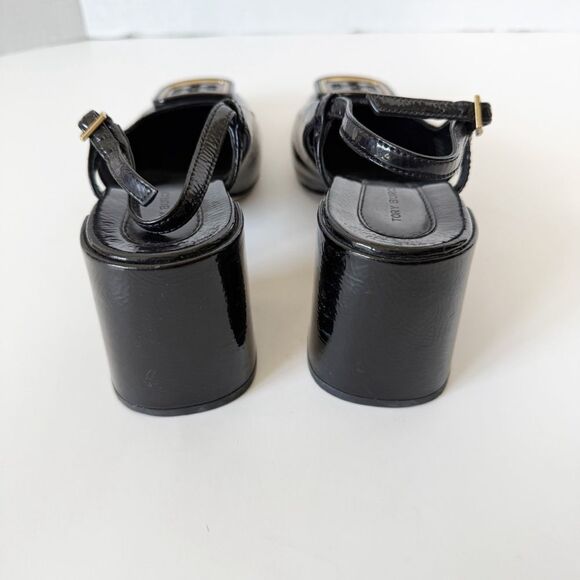 Tory Burch Women’s Georgia Bombé Square Toe Leather Black Slingback Pump Size 6 - Picture 6 of 8